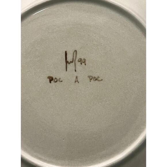 Poc à Poc France 1999 Linen-Texture Stoneware Dinner Plates Set of 8, 9” - Picture 11 of 14